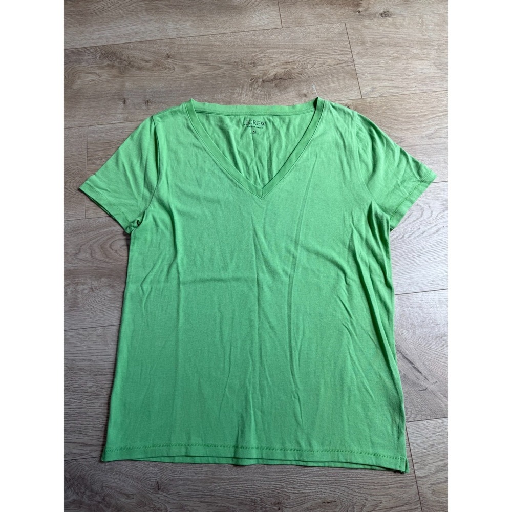 NWOT Womens J Crew v-neck Vintage Jersey green 100% cotton t-shirt size‎ XS